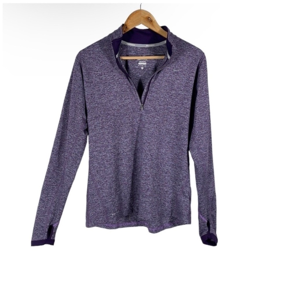 Nike Sweater Top Dri Fit Purple Heathered Half Zip Pullover Running Active Small
